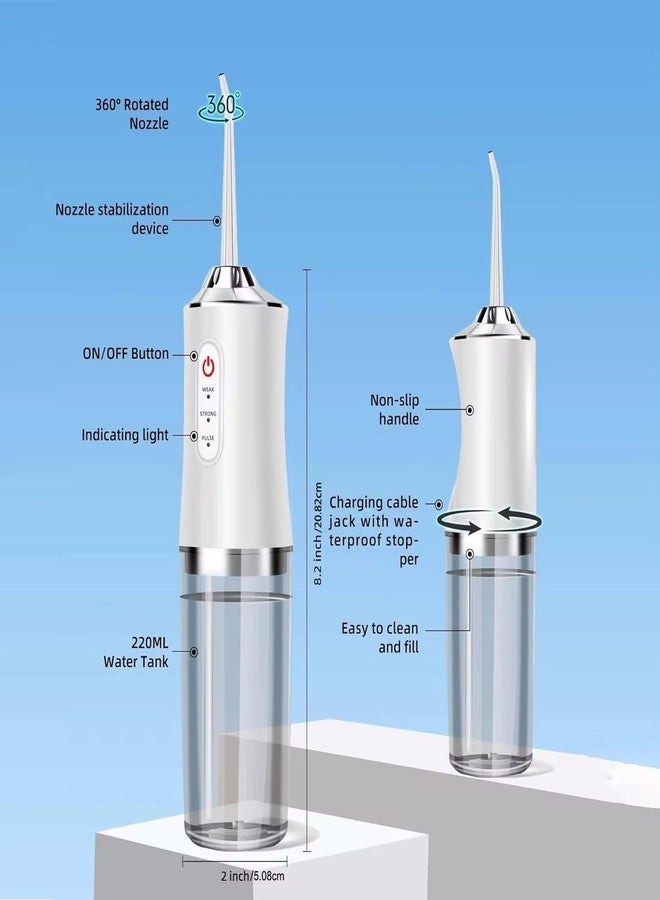 SellSho Water Flosser for Teeth Cleaning, Cordless Waterproof Rechargeable Oral Irrigator with 4 Jets, 3 Modes Irrigation Cleaner with 220ml Detachable Water Tank (White) (001) - Image 5